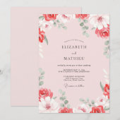 Invitation Mariage Rouge Cerise et Rose (Devant / Derrière)