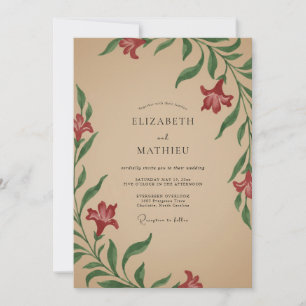 Invitation Mariage Rouge Cerise et Tan