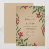 Invitation Mariage Rouge Cerise et Tan (Devant / Derrière)