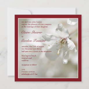 Invitation Mariage rouge cerisier en fleurs