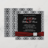Invitation Mariage Rouge Cranberry et Noir (Devant / Derrière)