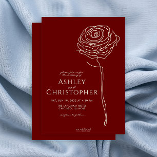 Invitation Mariage rouge de Crimson floral tiré moderne