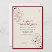 Invitation Mariage rouge de Crimson floral tiré moderne (Devant)