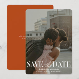 Invitation Mariage rouge de la rouille en terre cuite moderne