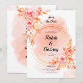 Invitation Mariage Rouge doux (Devant / Derrière)