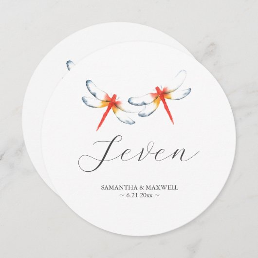 Invitation Mariage rouge Dragonfly (Devant / Derrière)