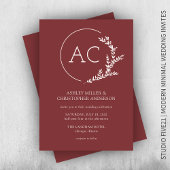 Invitation Mariage rouge en bois de rose