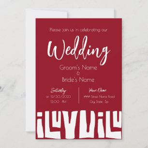 Invitation Mariage rouge et blanc d'Afrique tribale