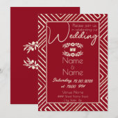 Invitation Mariage rouge et blanc d'Afrique tribale (Devant / Derrière)