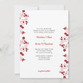 Invitation Mariage rouge et blanc moderne de fleurs de (Devant)