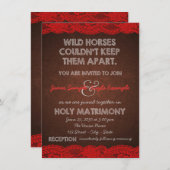 Invitation Mariage rouge et Brown (Devant / Derrière)