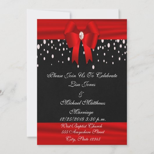 Invitation Mariage rouge et noir (Devant)