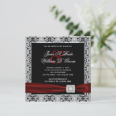 Invitation Mariage rouge et noir canneberge (Debout devant)