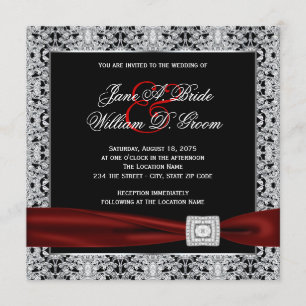 Invitation Mariage rouge et noir canneberge