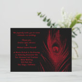 Invitation Mariage rouge et noir de paon (Debout devant)