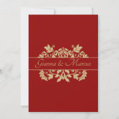 Invitation Mariage rouge et or Damask Emblem (Dos)