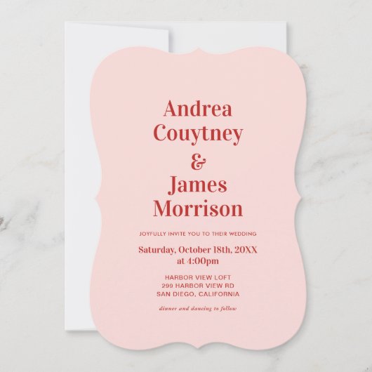 Invitation Mariage rouge et rose (Devant)