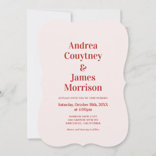 Invitation Mariage Rouge et Rose Clair