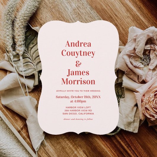 Invitation Mariage rouge et rose clair