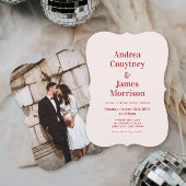 Invitation Mariage rouge et rose clair