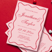 Invitation Mariage rouge et rose ondulé