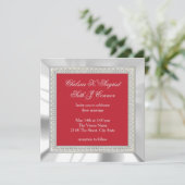 Invitation Mariage rouge foncé et argent (Debout devant)