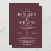 Invitation Mariage rouge marron classique (Devant / Derrière)