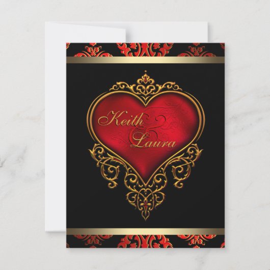 Invitation Mariage rouge noir et or (Devant)
