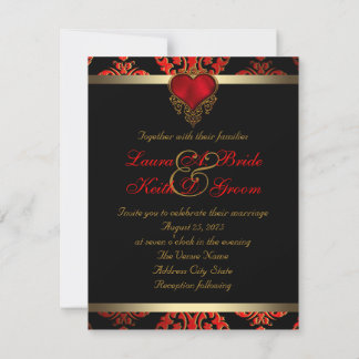 Invitation Mariage rouge noir et or