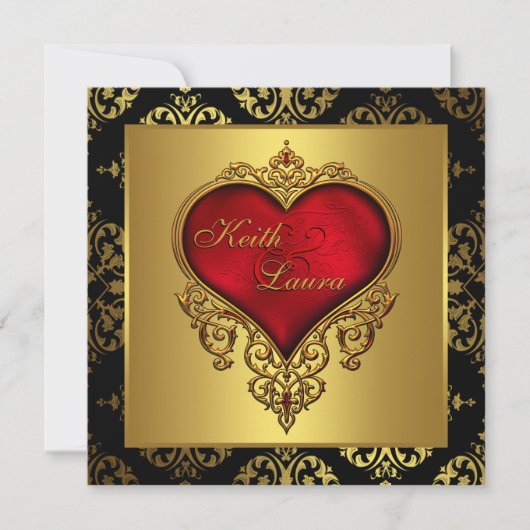 Invitation Mariage rouge noir et or (Devant)