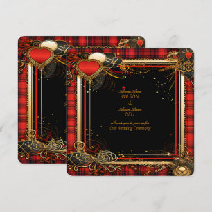 Invitation Mariage Rouge Noir et Or de Noël