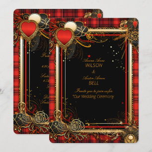 Invitation Mariage Rouge Noir et Or de Noël