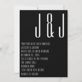Invitation Mariage rouge noir Monogramme ultra moderne (Devant)