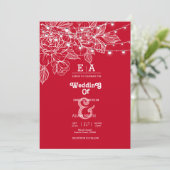 Invitation mariage rouge profond unique classe (Debout devant)