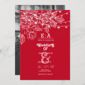 Invitation mariage rouge profond unique classe (Devant / Derrière)