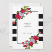 Invitation Mariage rouge rose et noir rayé (Dos)