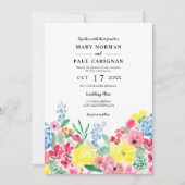 Invitation Mariage rouge rustique rose rose floral (Devant)
