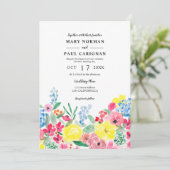 Invitation Mariage rouge rustique rose rose floral (Debout devant)