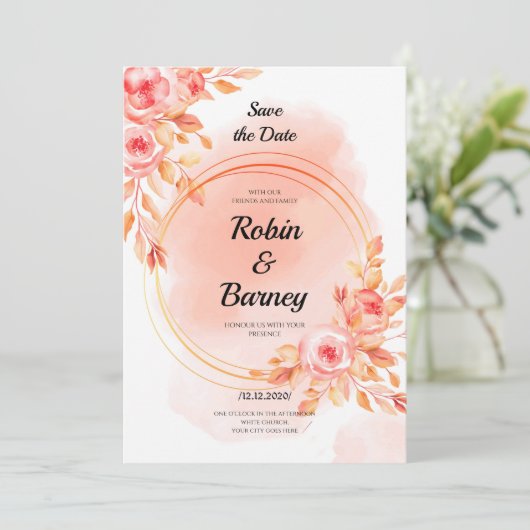 Invitation Mariage Rouge tendre (Debout devant)
