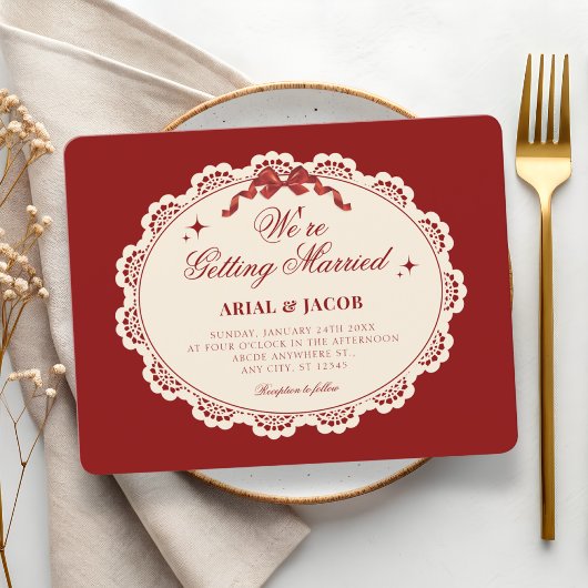 Invitation Mariage rouge vintage