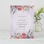 Invitation Mariage Rouge Violet Coquelicot (Debout devant)