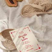 Invitation Mariage rouge Whimsical Rétro manuscrit