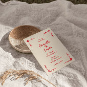 Invitation Mariage rouge Whimsical Rétro manuscrit