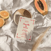Invitation Mariage rouge Whimsical Rétro manuscrit