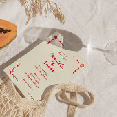 Invitation Mariage rouge Whimsical Rétro manuscrit