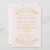 Invitation Mariage Rouleau Rose et Or (Devant)