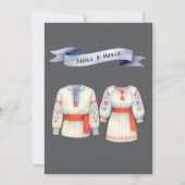 Invitation Mariage roumain rustique Costumes folkloriques tra (Dos)