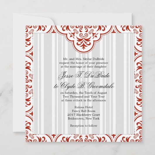 Invitation Mariage roux Damask do-it-yourself (Dos)