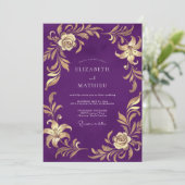 Invitation Mariage Royal au Lys Pourpre (Debout devant)