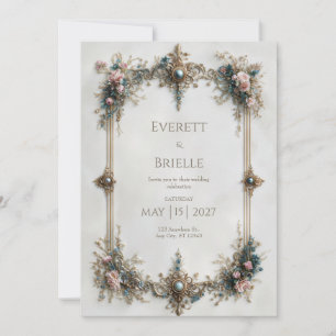 Invitation Mariage Royal aux Pierres Précieuses avec Filigran